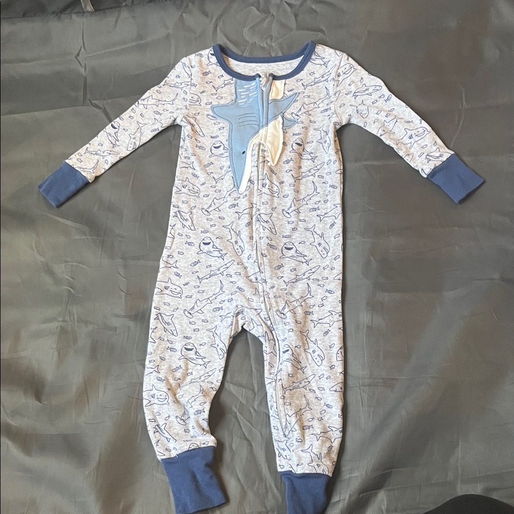 Kids Shark Print Footie Pajamas